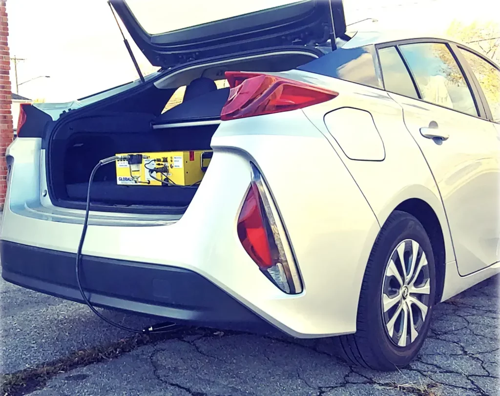 A Firefly PEMS device in the back of a Toyota Prius